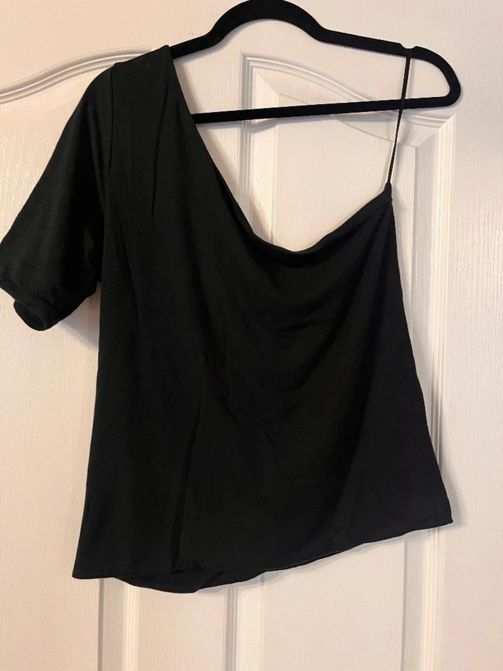 J.Crew FormKnit One-Shoulder Elbow-Sleeve T-Shirt Black Size L